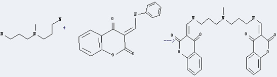N,N-Bis(3-aminopropyl)methylamine can react with 3-Anilinomethylen-2,4-chromandion to get N,N'-Bis-[(2,4-dioxochroman-3-yliden)-methylen]-1,7-diamino-4-methyl-4-aza-heptan